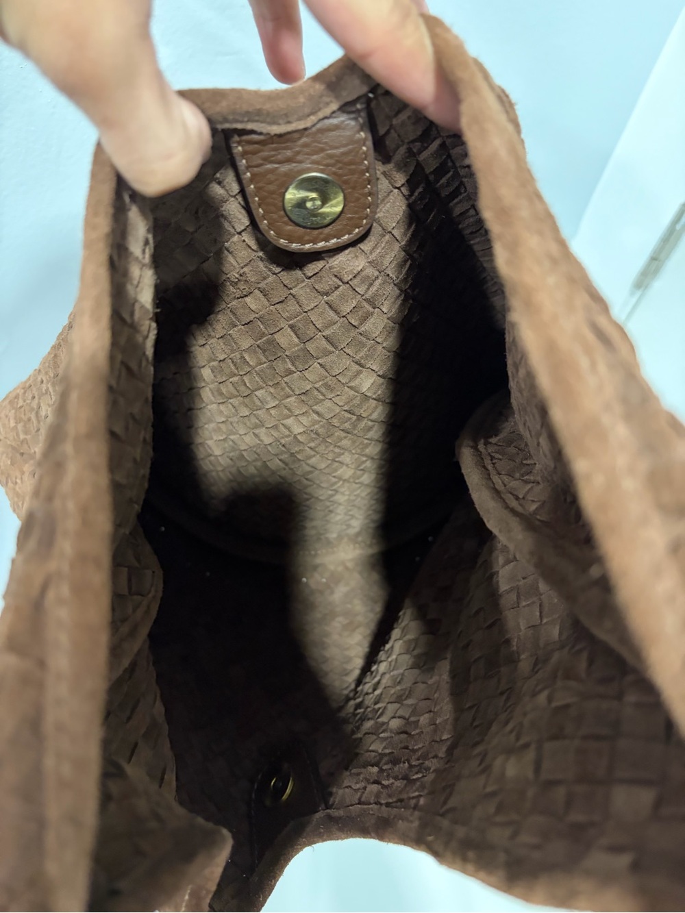 Brown Suede Woven Tote Bag - Women - Picture 3 of 3